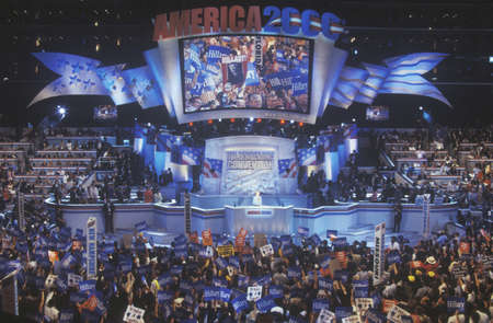 Former First Lady Hillary Rodham Clinton, the candidate for New York Senate, at the 2000 Democratic Convention at the Staples Center, Los Angeles, CA のeditorial素材