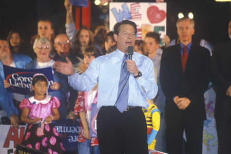 Vice President Al Gore at a Presidential rally for Gore/Lieberman on October 31st of 2000 in Westwood Village, Los Angeles, Californiaのeditorial素材