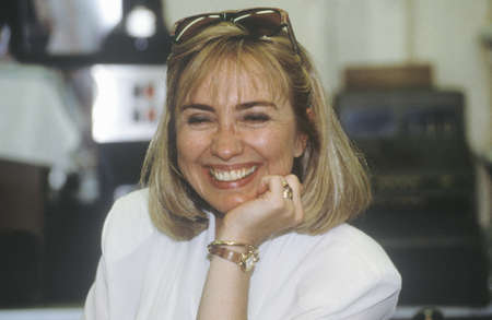 Hillary Rodham Clinton at Dee's Restaurant during the Clinton/Gore 1992 Buscapade campaign tour in Corsicana, Texasのeditorial素材
