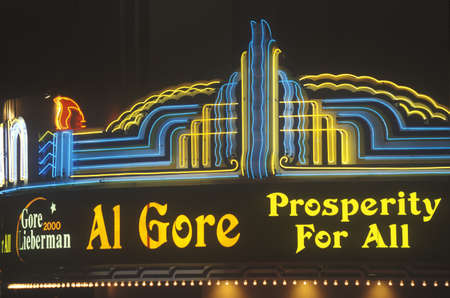 Presidential rally for Gore/Lieberman on October 31st of 2000 in Westwood Village, Los Angeles, Californiaのeditorial素材