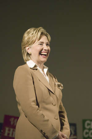 U.S. Senator, Former First Lady and Presidential Candidate, Hillary Clinton, smiling during rally following Iowa Democratic Presidential Debate, Drake University, Des Moines, Iowa, August 19, 2007のeditorial素材