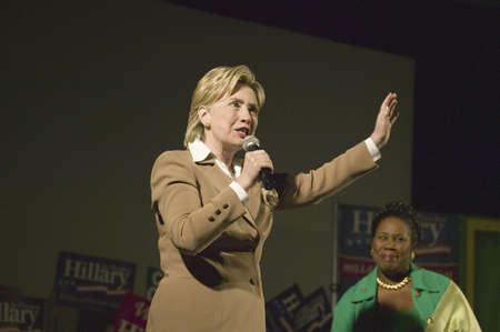 U.S. Senator, Former First Lady and Presidential Candidate, Hillary Clinton, speaking at rally following Iowa Democratic Presidential Debate, Drake University, Des Moines, Iowa, August 19, 2007のeditorial素材