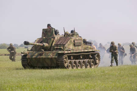German Nazi Panzer advancing during World War II reenactment at Mid-Atlantic Air Museum World War II...