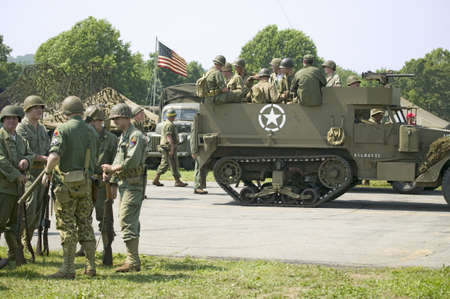 American soldiers at Mid-Atlantic Air Museum World War II Weekend and Reenactment in Reading, PA held June 18, 2008のeditorial素材