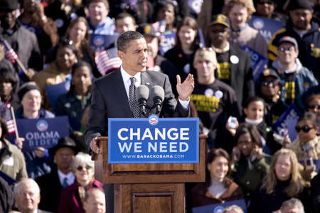 Presidential Candidate Barack Obama appearing at early vote for change Presidential rally, October 29, 2008 at Halifax Mall, Government Complex in Raleigh, NCのeditorial素材