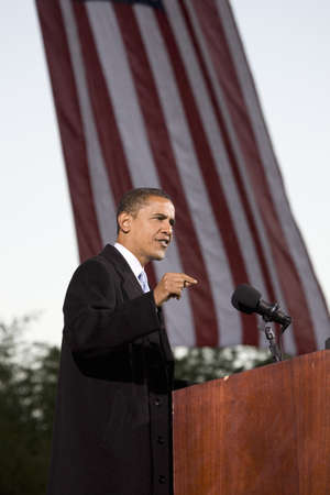 US Senator Barack Obama at Change We Need Presidential rally October 30, 2008, at Verizon Wireless Virginia Beach Amphitheater in Virginia Beach, VAのeditorial素材