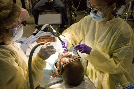 Free health and dental clinic by Remote Area Medical during the week of August 19, 2009, Los Angeles, Californiaのeditorial素材