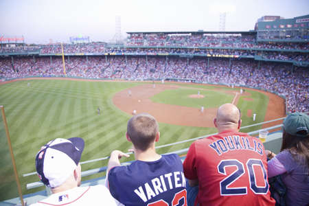 Boston Red Sox baseball crowd watches game at historic Fenway Park, Boston Red Sox, Boston, Ma., USA, May 20, 2010, Red Sox versus Minnesota Twins, attendance, 38,144, Red Sox win 6 to 2のeditorial素材