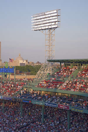 Lights and baseball crowd at Historic Fenway Park, Boston Red Sox, Boston, Ma., USA, May 20, 2010, Red Sox versus Minnesota Twins, attendance, 38,144, Red Sox win 6 to 2のeditorial素材