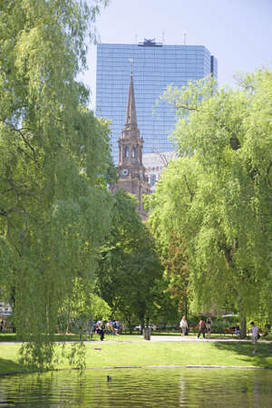 Public Garden founded 1837 and Boston Common in Summer, Boston, Ma., New England, USAのeditorial素材