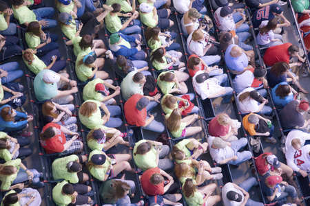 Looking down from bleachers at crowd at historic Fenway Park, Boston Red Sox, Boston, Ma., USA, May 20, 2010, Red Sox versus Minnesota Twins, attendance, 38,144, Red Sox win 6 to 2のeditorial素材