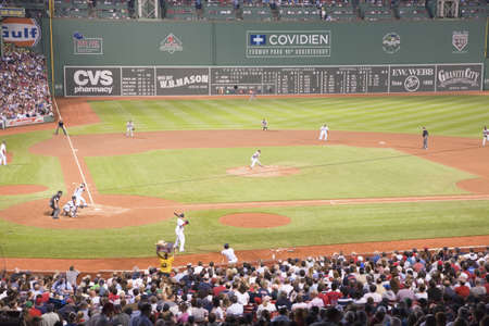 Night baseball game at historic Fenway Park, Boston Red Sox, Boston, Ma., USA, May 20, 2010, Red Sox...