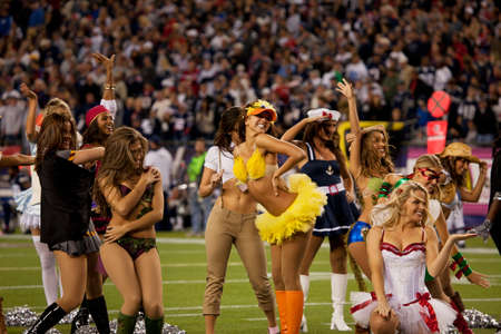 BOSTON - OCTOBER 16: New England Patriots cheerleaders at Gillette Stadium on October 16, 2011 in...