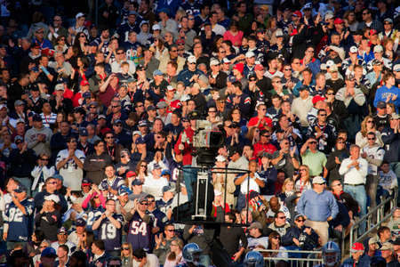 BOSTON - OCTOBER 16: New England Patriots NFL Football fans at Gillette Stadium, New England Patriots vs. the Dallas Cowboys on October 16, 2011 in Foxborough, Boston, MA のeditorial素材