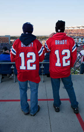BOSTON - OCTOBER 16: Two New England Patriots football fans at Gillette Stadium, New England...