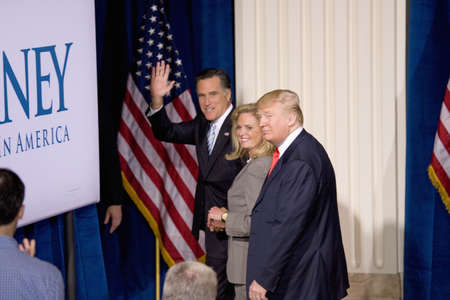 Trump International Hotel, Las Vegas, Nevada - February 2, 2012 - Mitt Romney together with his wife, Ann Romney and Donald Trump のeditorial素材
