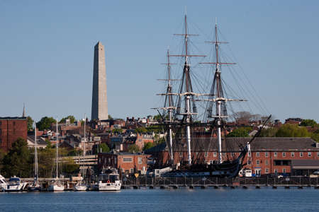 Boston, MA - May 11, 2012 - The USS Constitution anchoring at the harbor のeditorial素材