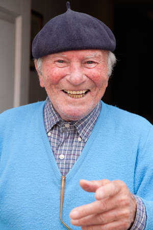 North End, Boston, MA - May 11, 2012 - Senior Italian-American man standing at the doorstepのeditorial素材