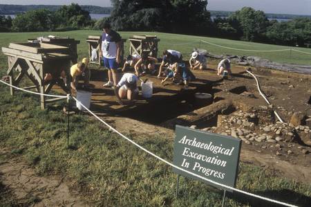 Archaeological excavation in progress at Mt. Vernon, home of George Washington, Alexandria, Virginiaのeditorial素材