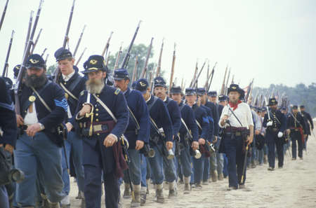 Historical reenactment of the Battle of Manassas, marking the beginning of the Civil War, Virginiaのeditorial素材