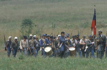 Historical reenactment of the Battle of Manassas, marking the beginning of the Civil War, Virginiaのeditorial素材