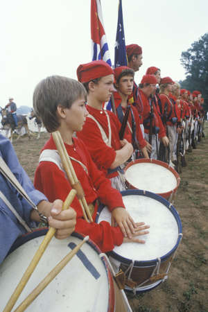 Historical reenactment of the Battle of Manassas, marking the beginning of the Civil War, Virginiaのeditorial素材