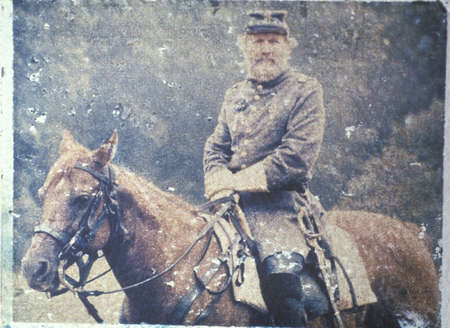 Polaroid Transfer of soldier on horseback during Civil War reenactment of Battle of Bull runのeditorial素材