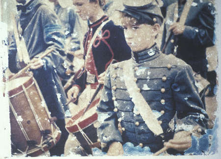 Polaroid Transfer of drummer boys during Civil War reenactment of Battle of Bull Runのeditorial素材