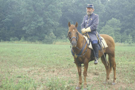 Historical reenactment of the Battle of Manassas, marking the beginning of the Civil War, Virginiaのeditorial素材