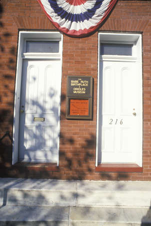 Birthplace of Babe Ruth and site of Baltimore Oriole Museum, Baltimore, MDのeditorial素材