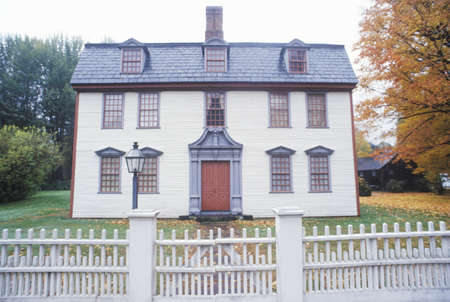 Exterior of home in historic Deerfield in Autumn, MAのeditorial素材