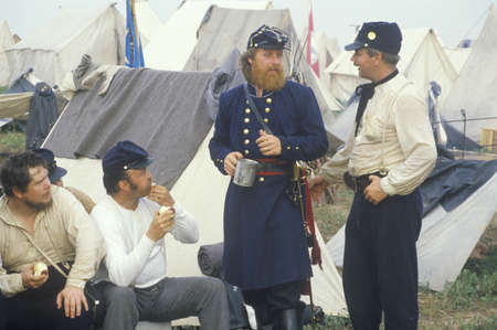 Historical reenactment of the Battle of Manassas, marking the beginning of the Civil War, Virginiaのeditorial素材