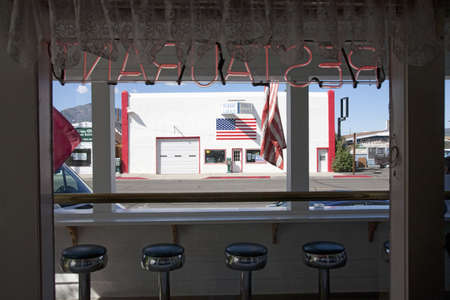 Americana garage in Bridgeport, Californiaのeditorial素材