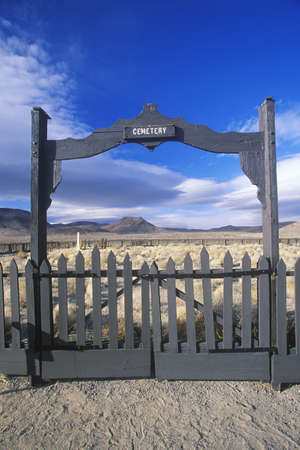 Fence surrounding pioneer cemetery in Fort Churchill State Park, NVのeditorial素材