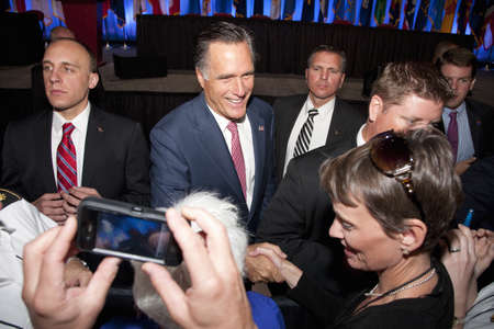 2012 Republican Presidential Candidate, Governor Mitt Romney greeting supporters at a Presidential...