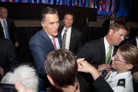 2012 Republican Presidential Candidate, Governor Mitt Romney greeting supporters at a Presidential Campaign rally in Henderson, Nevadaのeditorial素材