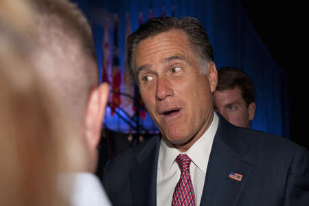 2012 Republican Presidential Candidate, Governor Mitt Romney at a Presidential Campaign rallyのeditorial素材