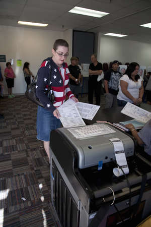 People in voting center in Ventura County, California during the 2012 Presidential Election