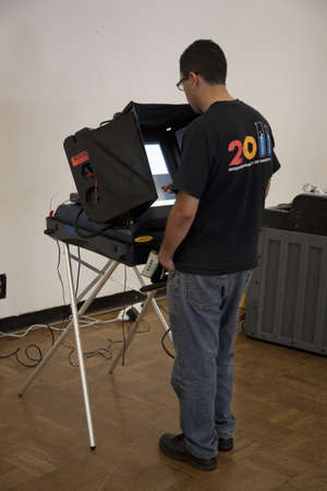 Person voting in Ventura County, California during the 2012 Presidential Election