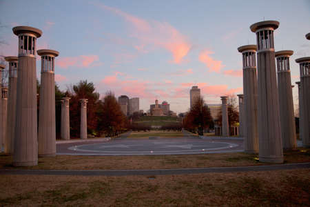 Colonnade in 95 Bell Carillons Bicentennial Park at Nashville, TNのeditorial素材