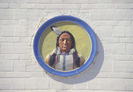 Wall relief of Native American manのeditorial素材