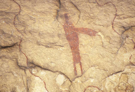 Pictograph rock art at Seminole State Historical Park, TXのeditorial素材
