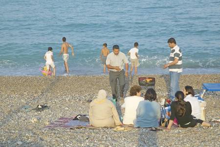 The beach near Antibes, Franceのeditorial素材