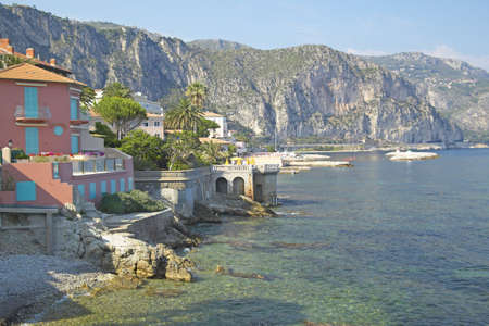 View from the Villa Kerylos, located on Pointe des Fourmis, in Beaulieu-Sur-Mer, Franceのeditorial素材