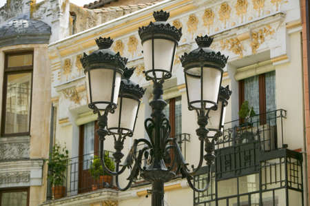 Rod iron street lamps of Avila Spain, an old Castilian Spanish villageのeditorial素材