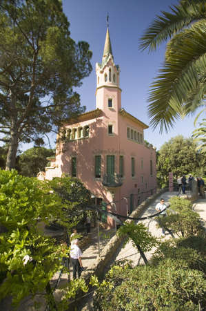 Architecture of Antoni Gaudi's Parc Guell, Barcelona, Spainのeditorial素材