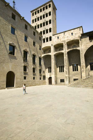 Courtyard of the Plaa del Rei, Barcelona Spain, the site where King Ferdinand and Queen Isabella first heard of Columbus' exploits in the new worldのeditorial素材