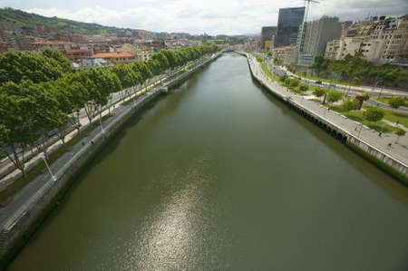 The river Ibaizabal, located on the North Coast of Spain in the Basque region.のeditorial素材
