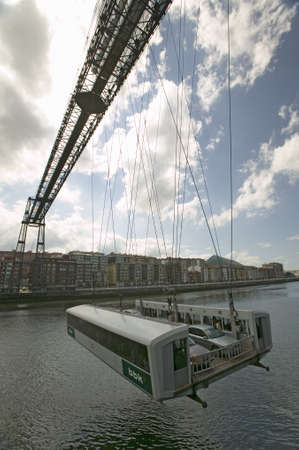Near Bilbao, the Puente Colgante de Bizcaia, Biscay hanging or transporter bridge, connecting Portugalete on the left bank of the River Ibaizabal/Nervin and Getxo on the right.のeditorial素材