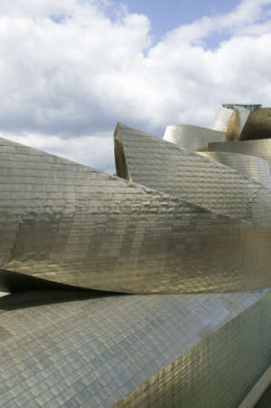 The Guggenheim Museum of Contemporary Art of Bilbao (Bilbo), located on the North Coast of Spain in the Basque region. Nicknamed "The Hole", this is a contemporary museum built of titanium, limestone and glass and was designed by Canadian citizen, Frank Oのeditorial素材